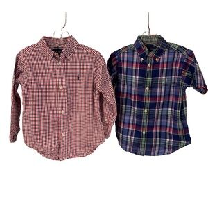 Ralph Lauren LOT Of 2 Boys Button Down Shirts Sz 3T 1 Short Sleeve 1 Long Sleeve